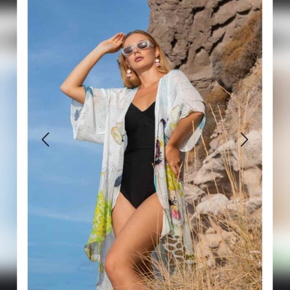 NWT Simply Art by Dolcezza Swimsuit Wrap Cardigan Size XS Cover Up Art - Picture 2 of 5